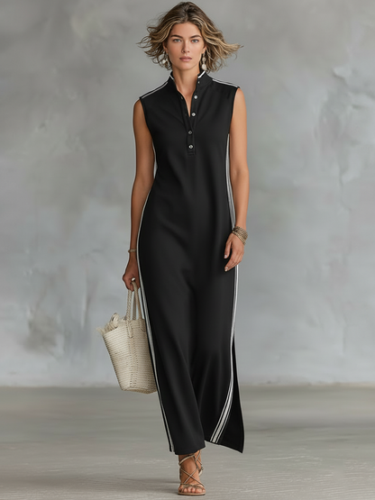 Women's Sleeveless Athletic Henley Maxi Dress – ModClo