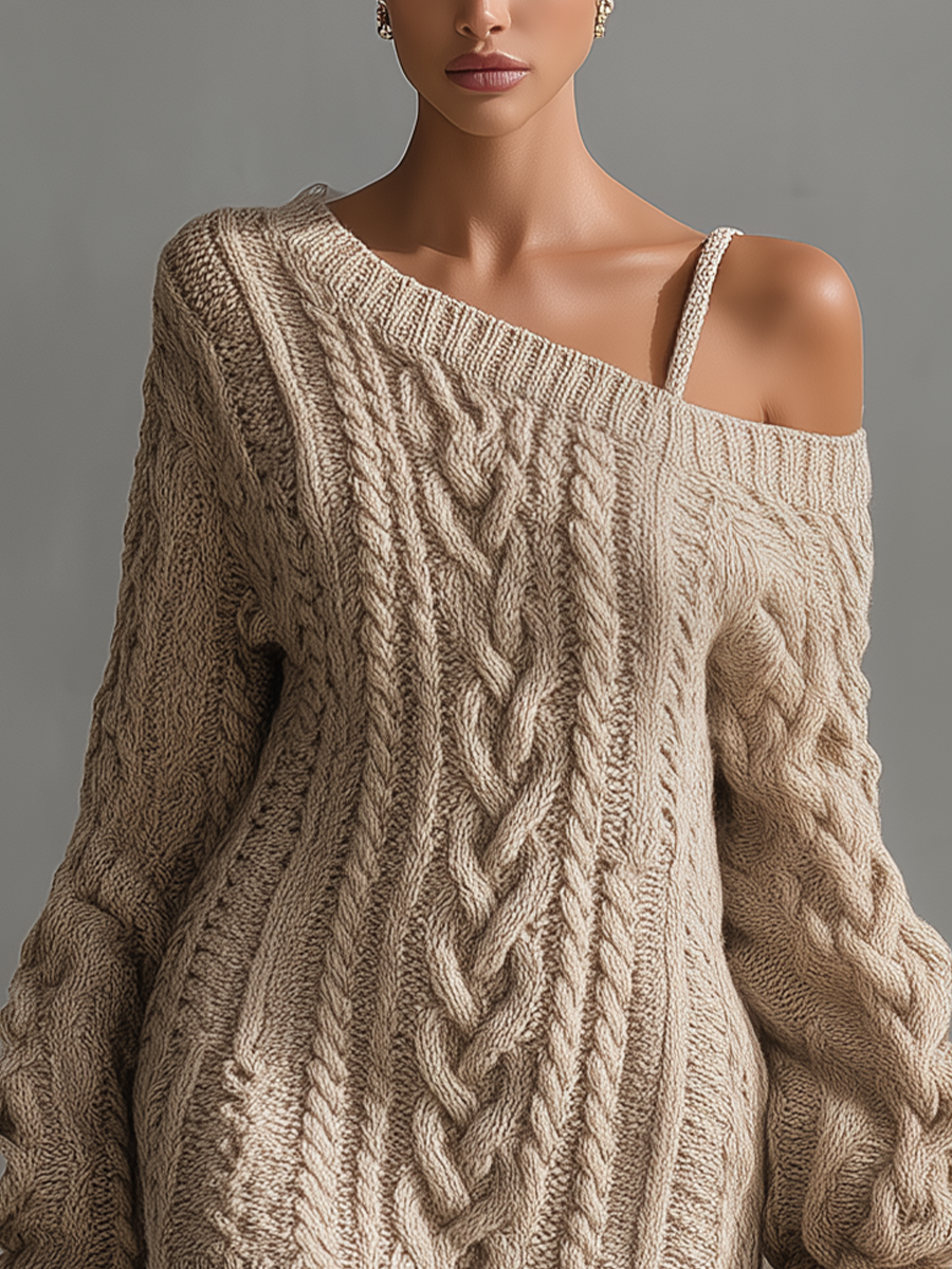 Women's Beige Knit Mini Dress – ModClo