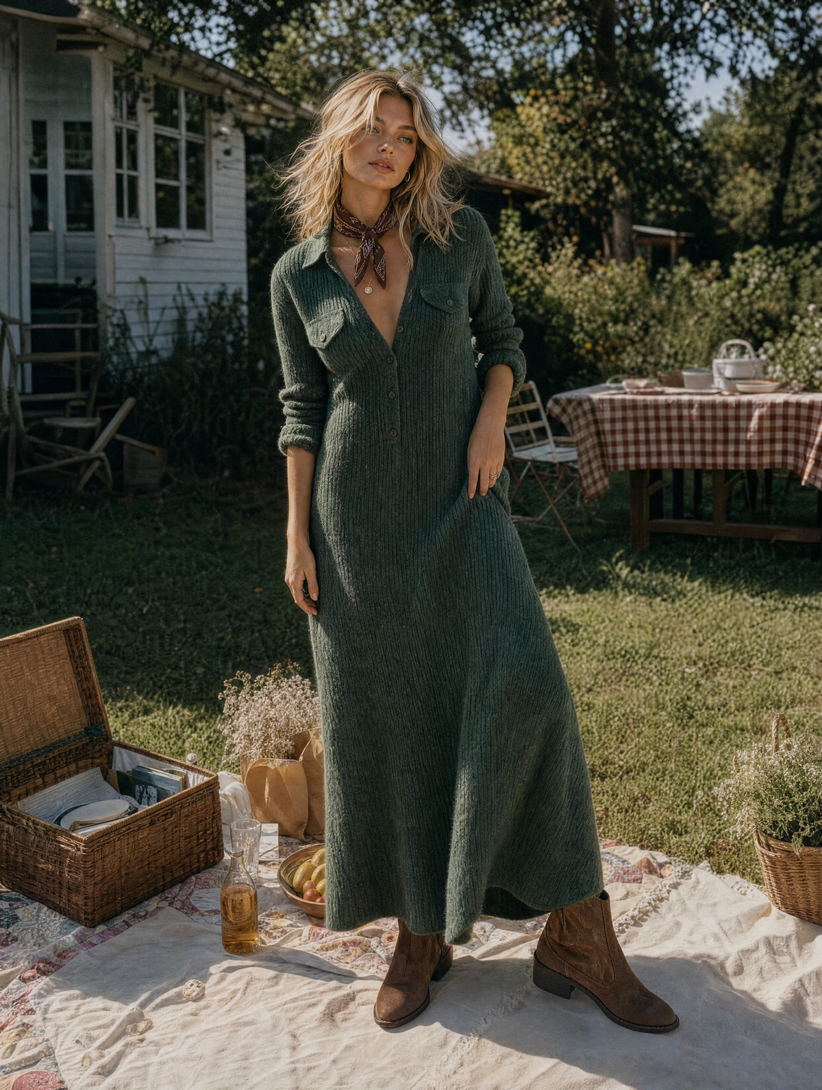 Women's Vintage Button Front Sweater Dress – ModClo