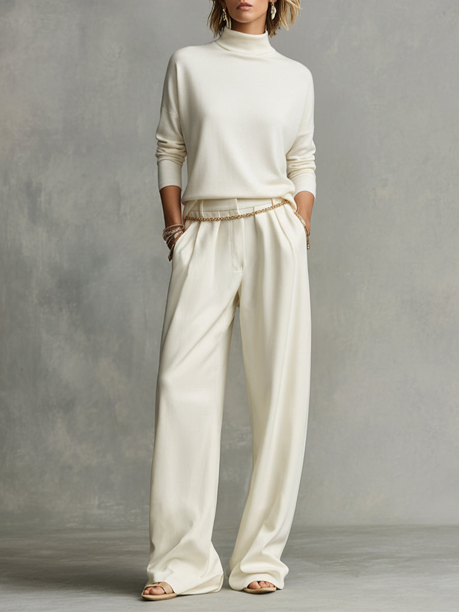Women's Cream Knit Turtleneck Set – ModClo