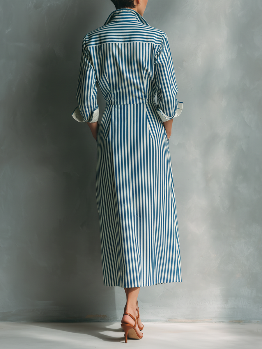 Women's White Cotton Striped Shirt Dress – ModClo