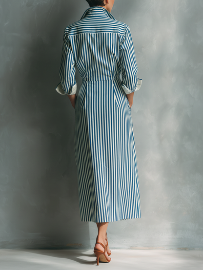 Women's White Cotton Striped Shirt Dress – ModClo