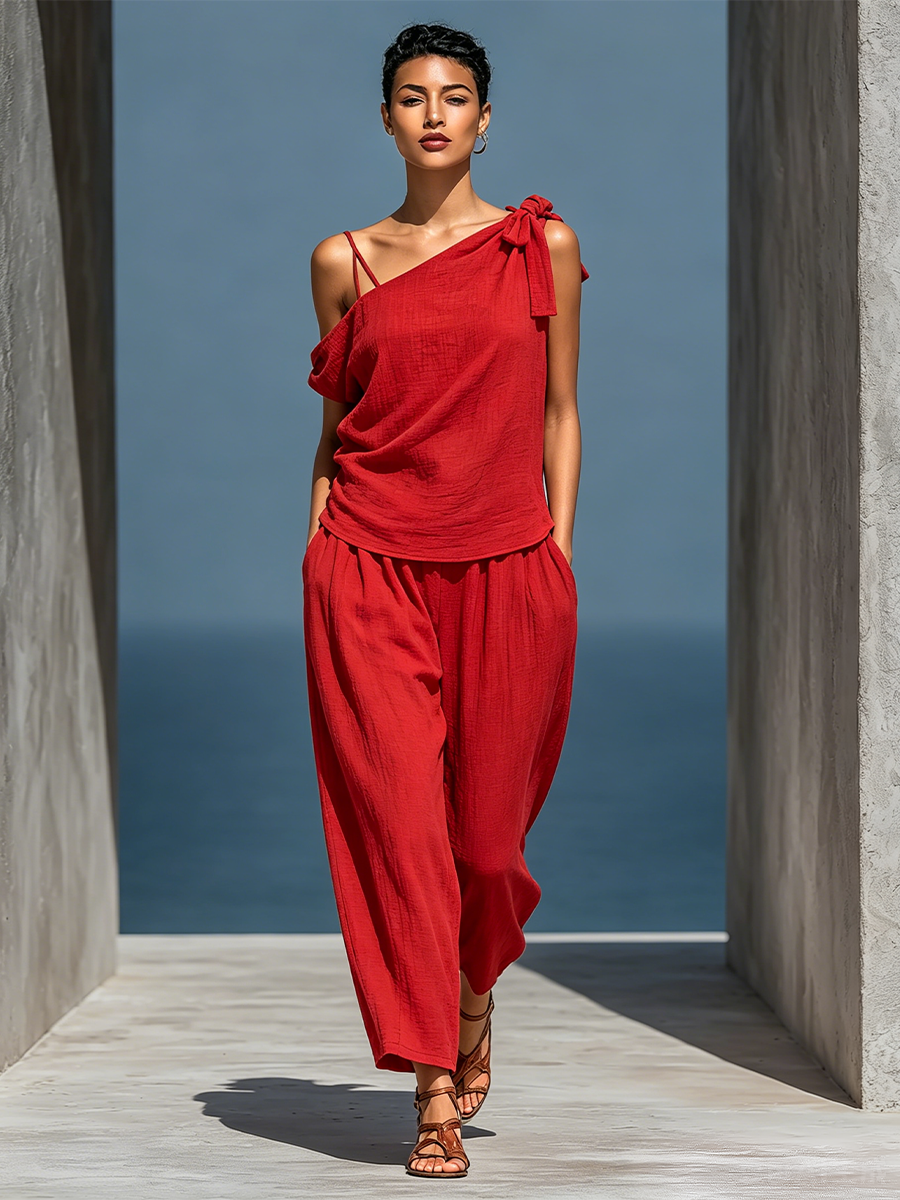 Women's Asymmetric Women’s Redtwo Set – ModClo