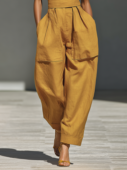 Women's Yellow Linen Jumpsuit – ModClo