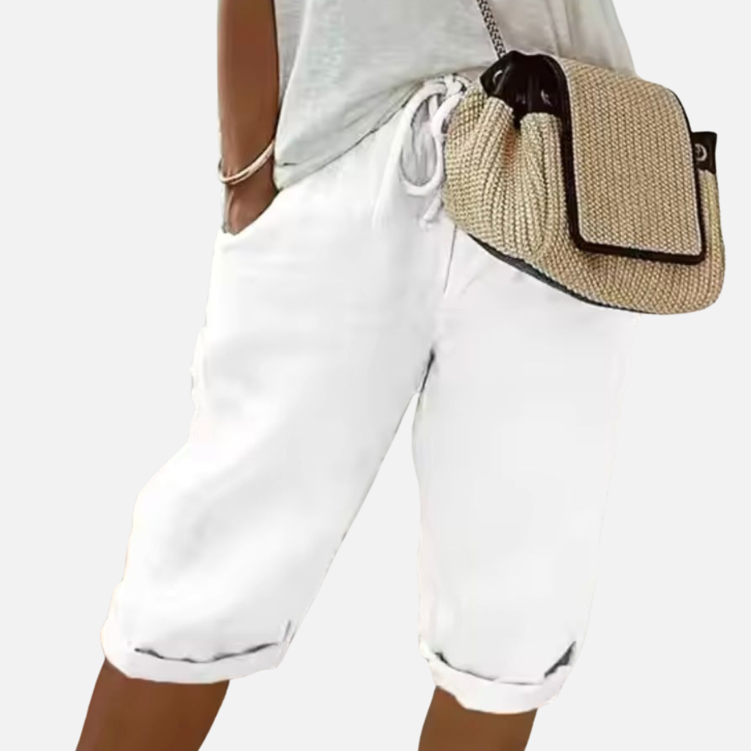 Women's Linen Bermuda Shorts Drawstring Waist