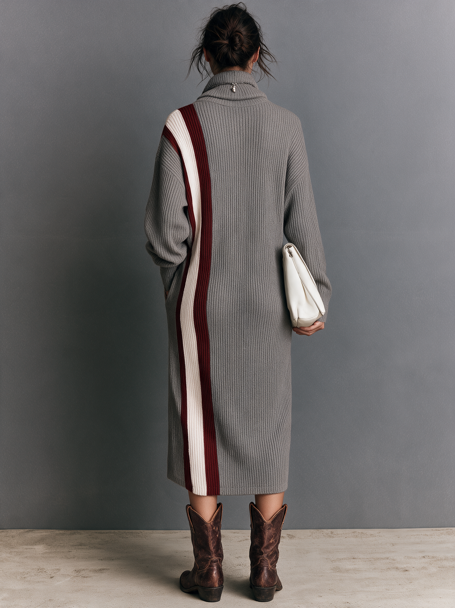 Women's High Neck Slit Sweater Dress – ModClo