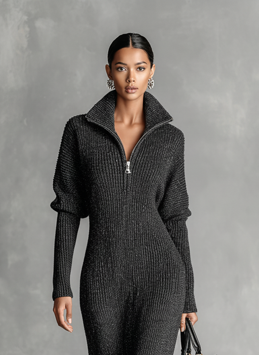 Women's Knit Zipper Maxi Dress – ModClo