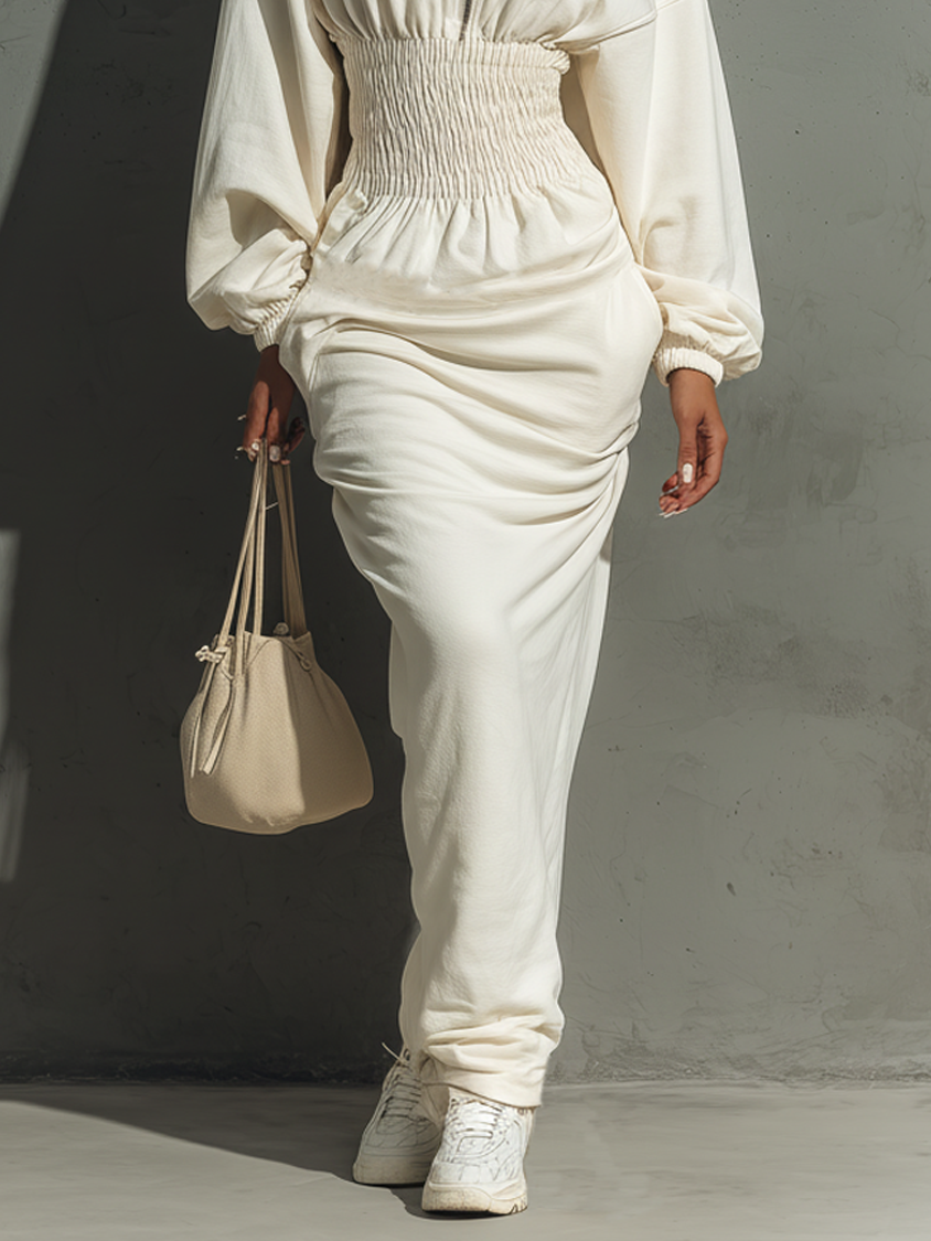 Women's Hooded Waist Shirring Maxi Dress – ModClo