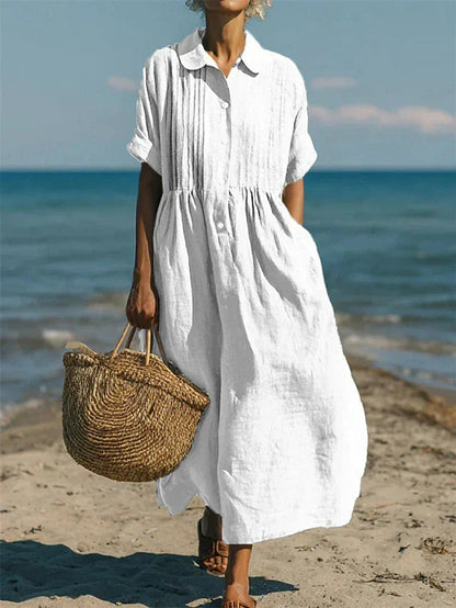 Women's Linen Button Shirt Dress
