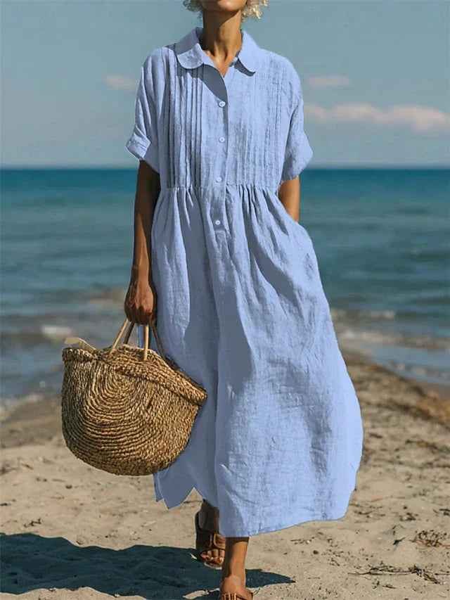 Women's Linen Button Shirt Dress