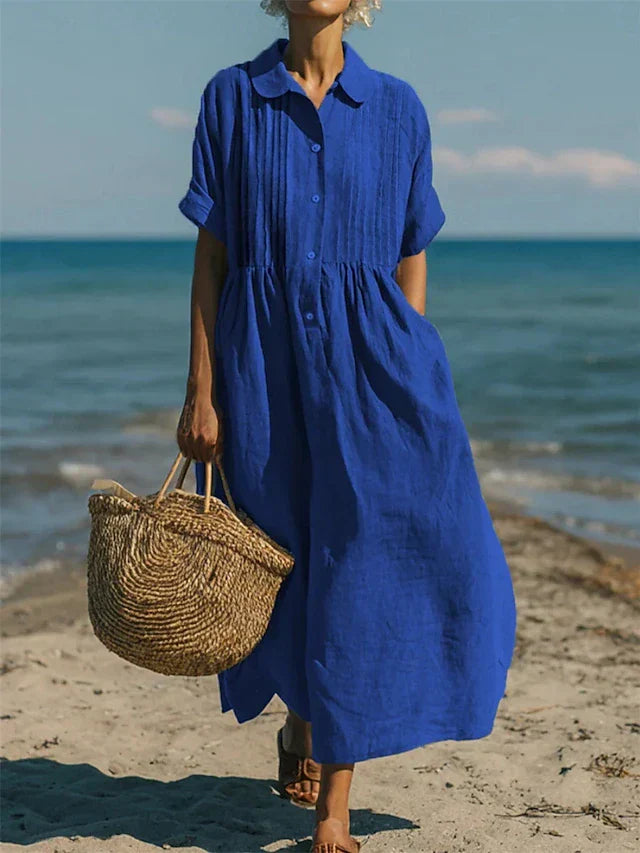 Women's Linen Button Shirt Dress