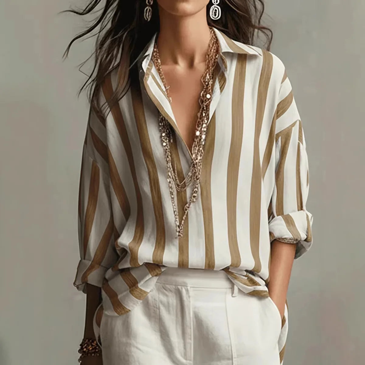 Women's Striped Linen Relaxed Shirt