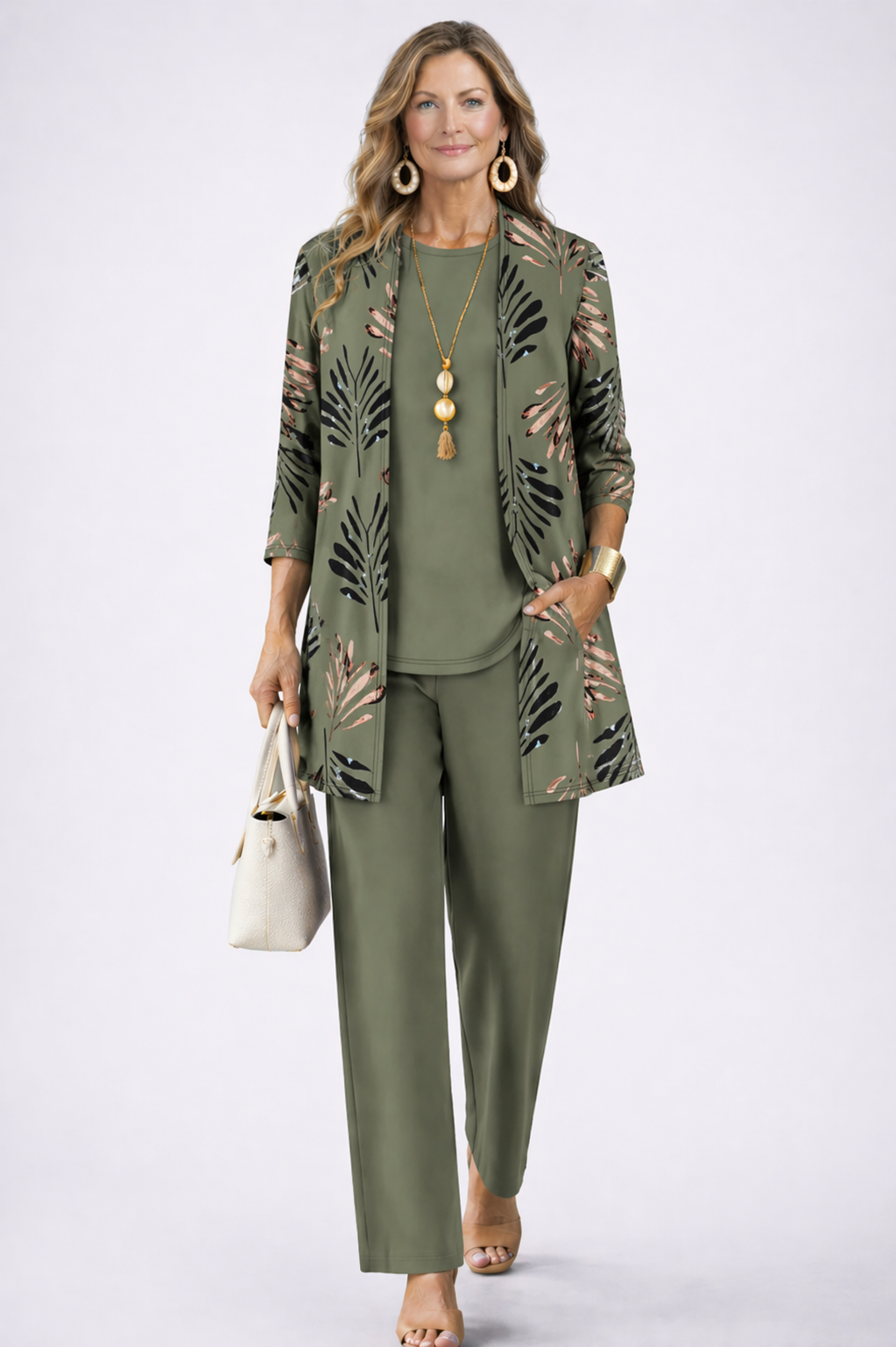 Women's Relaxed 3-Piece Set Botanical Print