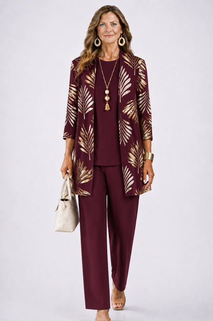 Women's Relaxed 3-Piece Set Botanical Print