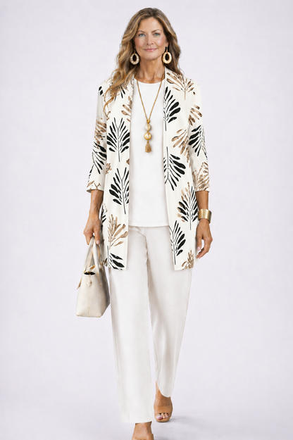Women's Relaxed 3-Piece Set Botanical Print