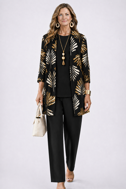 Women's Relaxed 3-Piece Set Botanical Print