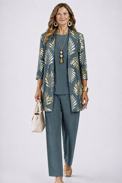 Women's Relaxed 3-Piece Set Botanical Print