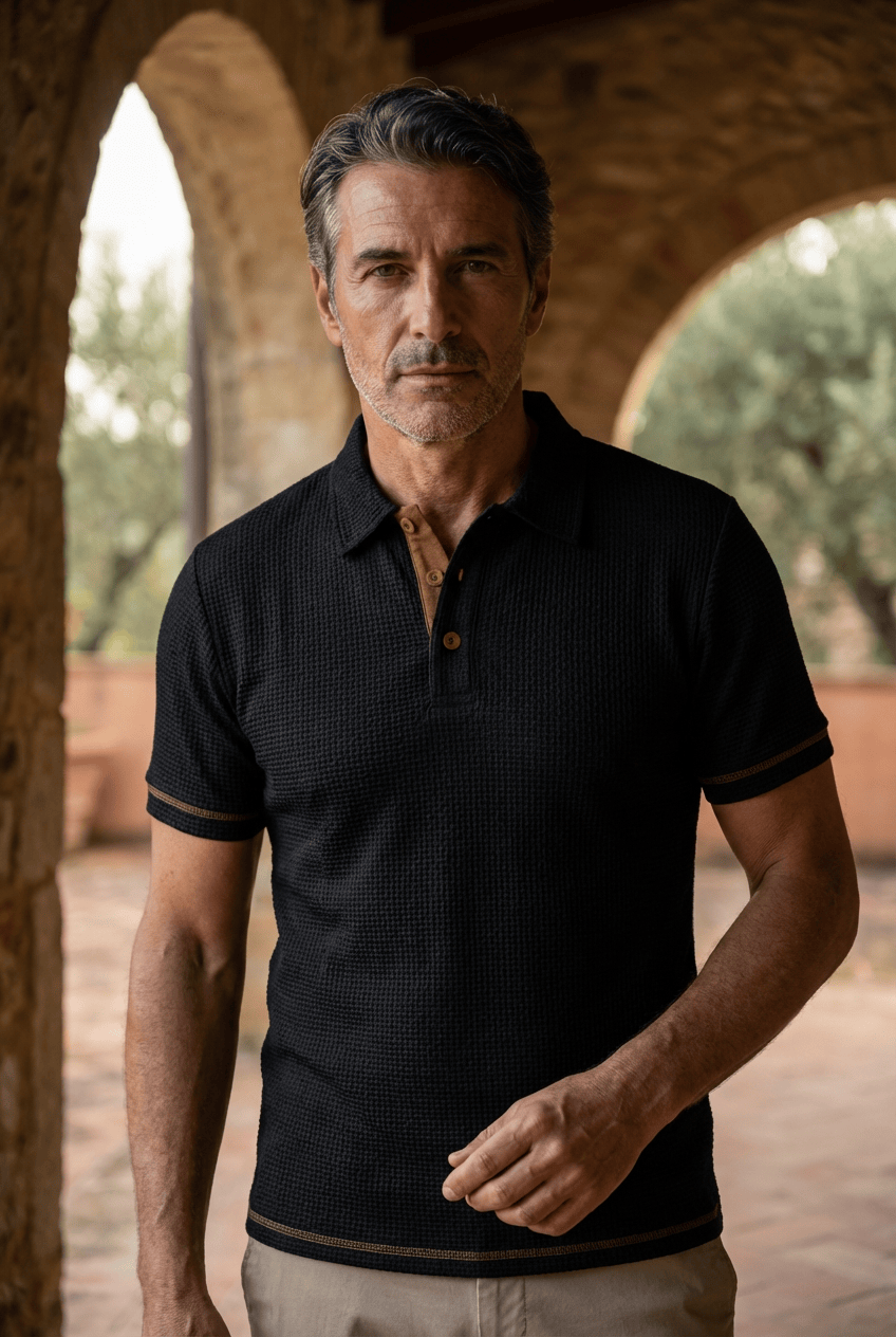 Men's Breathable Knit Polo Shirt