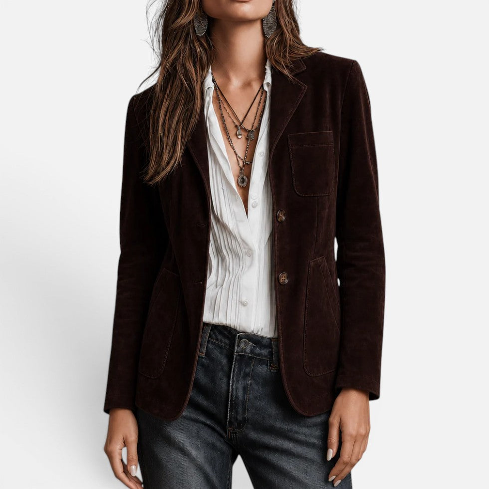 Women's Blazer Lapel Collar Button Placket