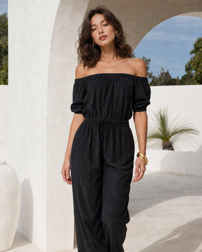 Women's Black Woven Sleeveless Jumpsuit – ModClo