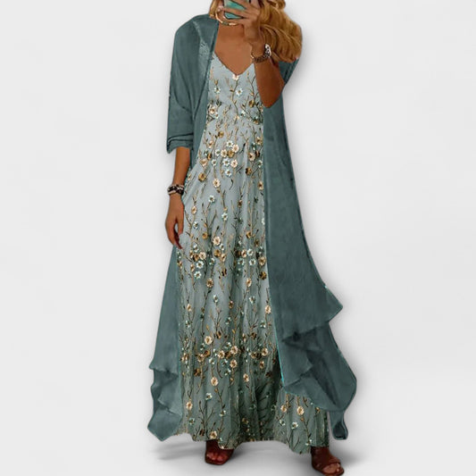 Women's Elegant Maxi Dress Two-Piece Set