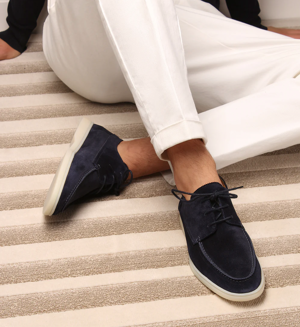 Men's Suede Lace-Up Loafer Shoes