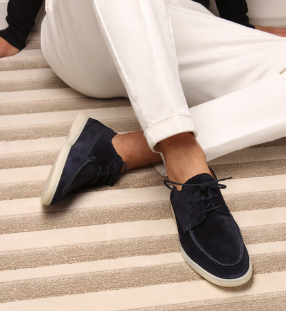 Men's Suede Lace-Up Loafer Shoes