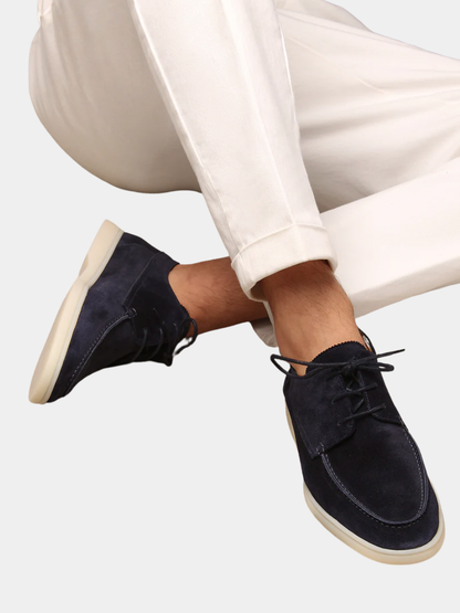 Men's Suede Lace-Up Loafer Shoes