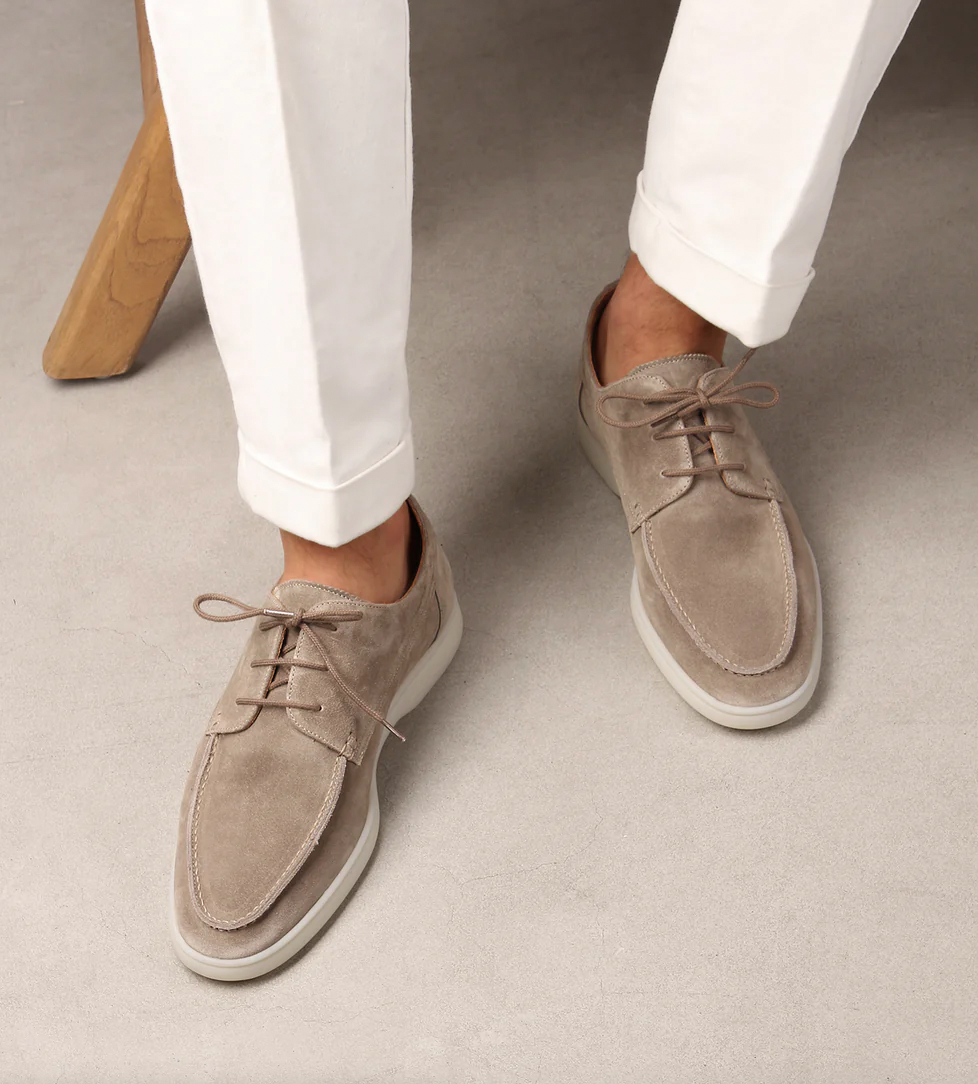 Men's Suede Lace-Up Loafer Shoes