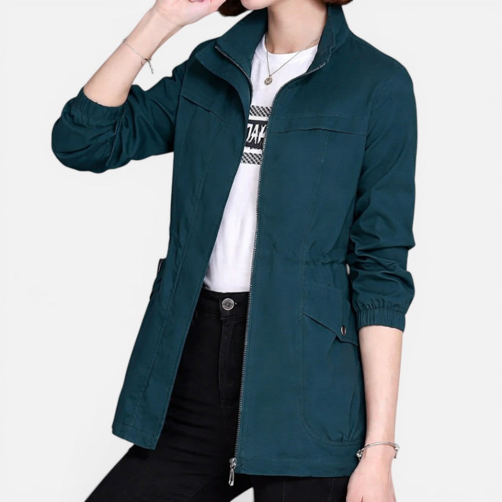Men's Women's Lightweight Zip Up Jacket Drawstring Waist – ModClo, main view