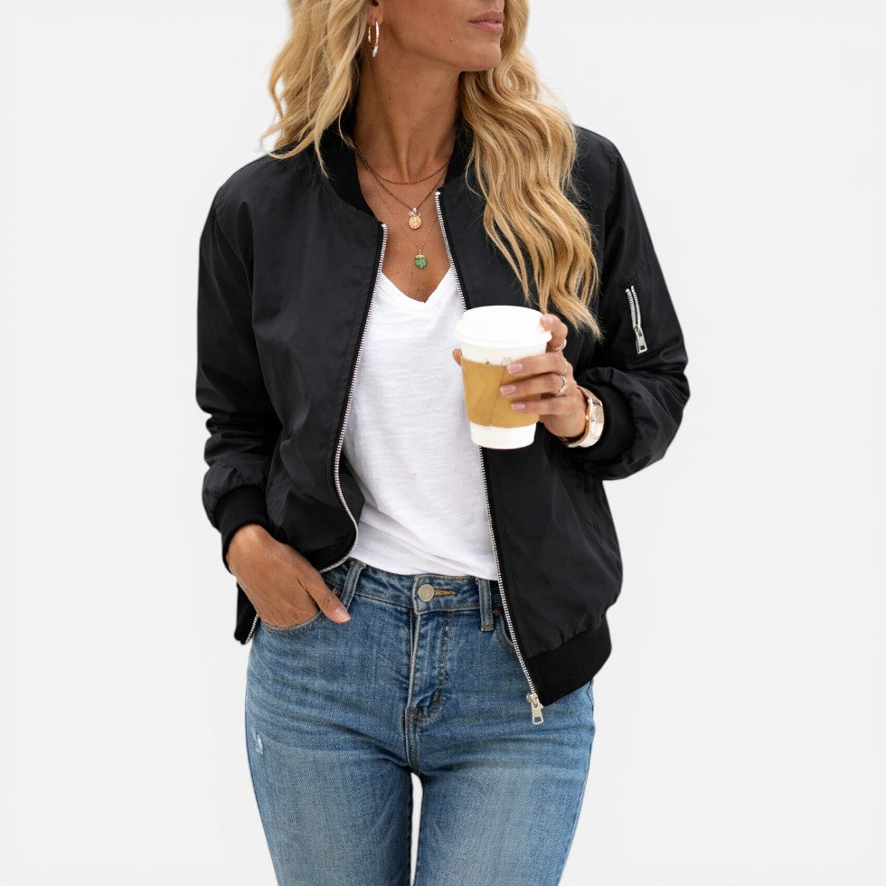 Zip Up Lightweight Bomber Jacket – ModClo, main view