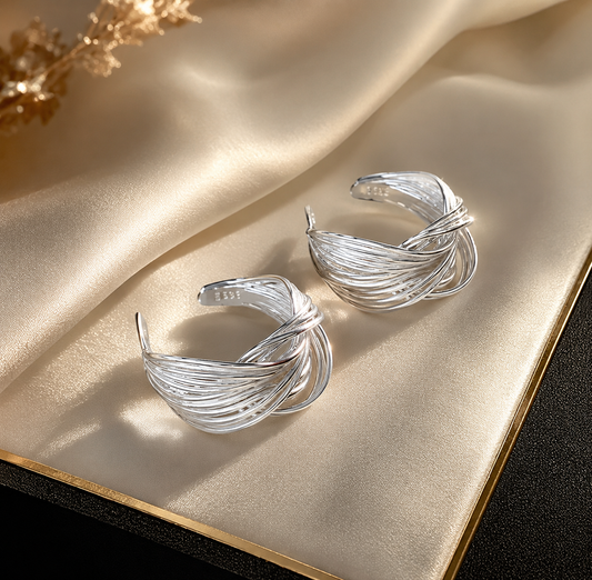 Sterling Silver Hoop Earrings for Women, Cubic Zirconia