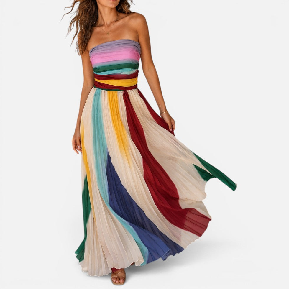 Strapless Pleated Maxi Dress – ModClo, view 3