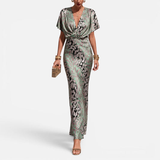 Printed Wrap Maxi Dress – ModClo, main view