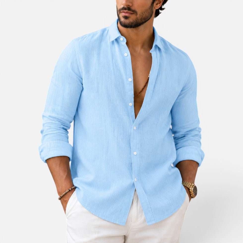 Men’s Linen-Look Button Shirt – ModClo, view 6