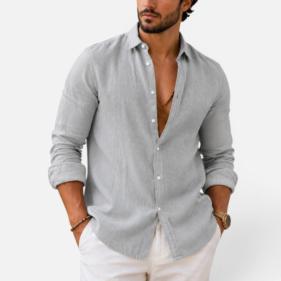 Men’s Linen-Look Button Shirt – ModClo, view 5