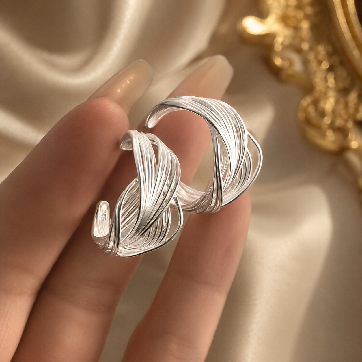 Sterling Silver Hoop Earrings for Women, Cubic Zirconia