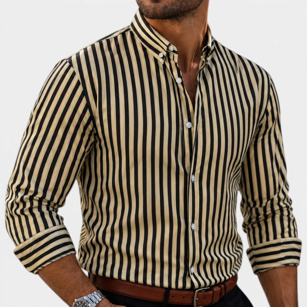Men's Striped Button-Up Long-Sleeve Shirt – ModClo, main view