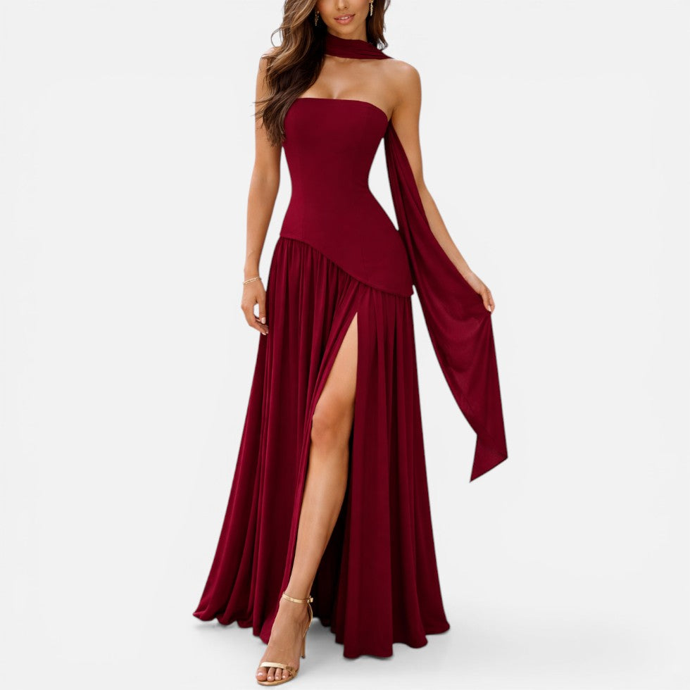 Strapless Maxi Dress with Side Slit – ModClo, view 4