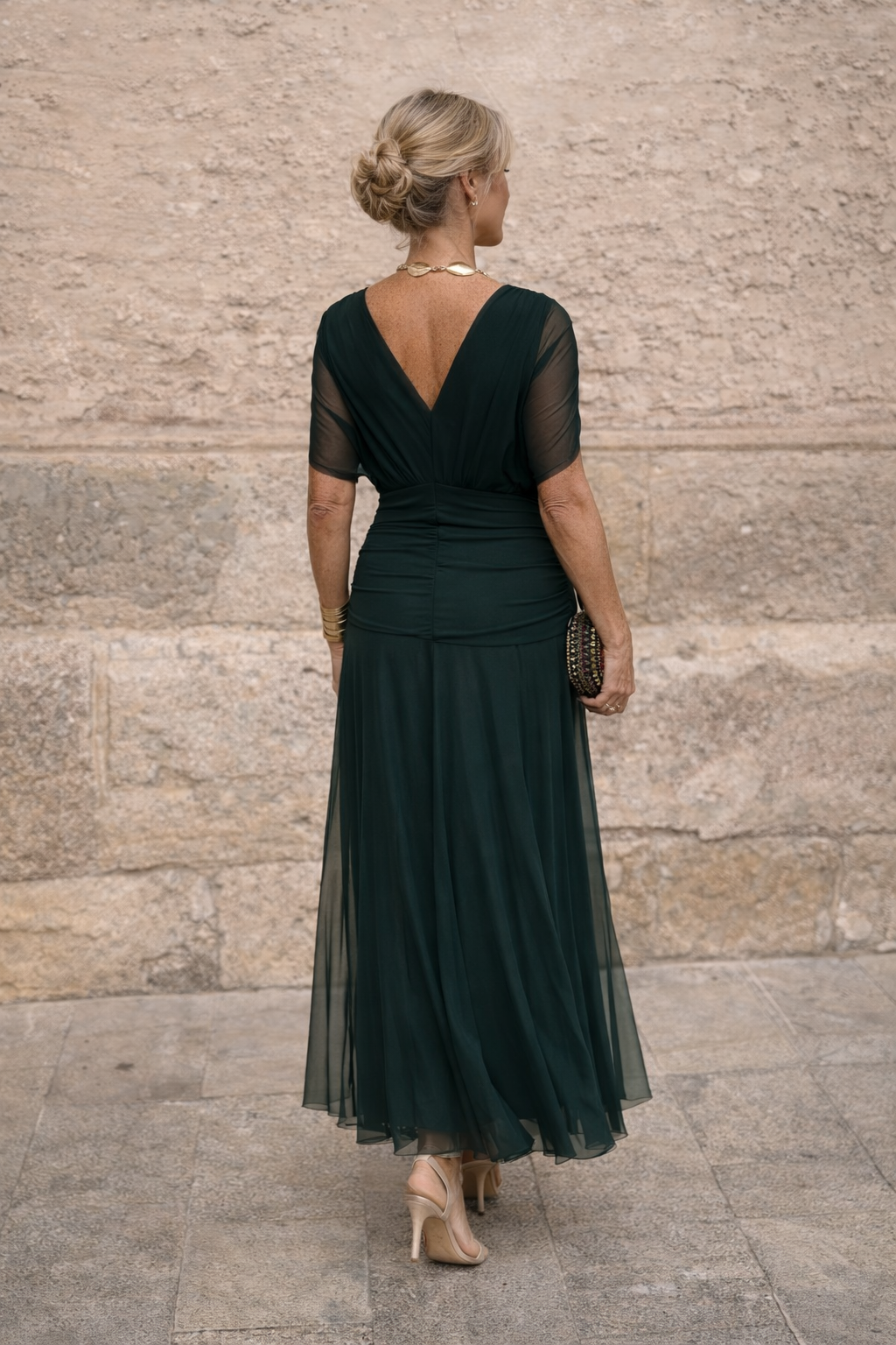 Women's Chiffon Maxi Dress V-Neck