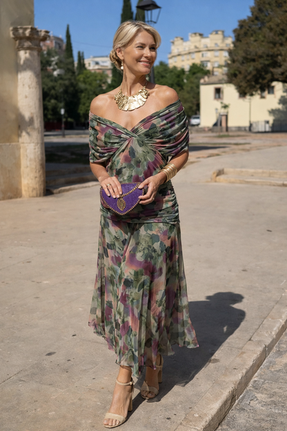 Women's Chiffon Maxi Dress V-Neck