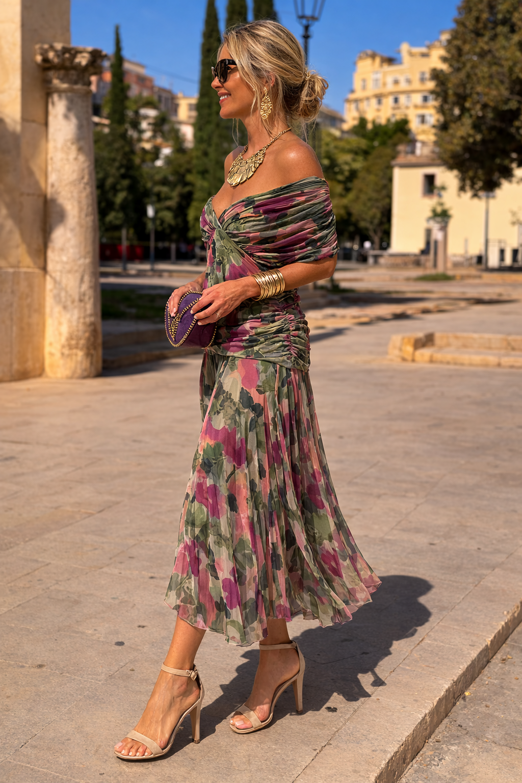 Women's Chiffon Maxi Dress V-Neck