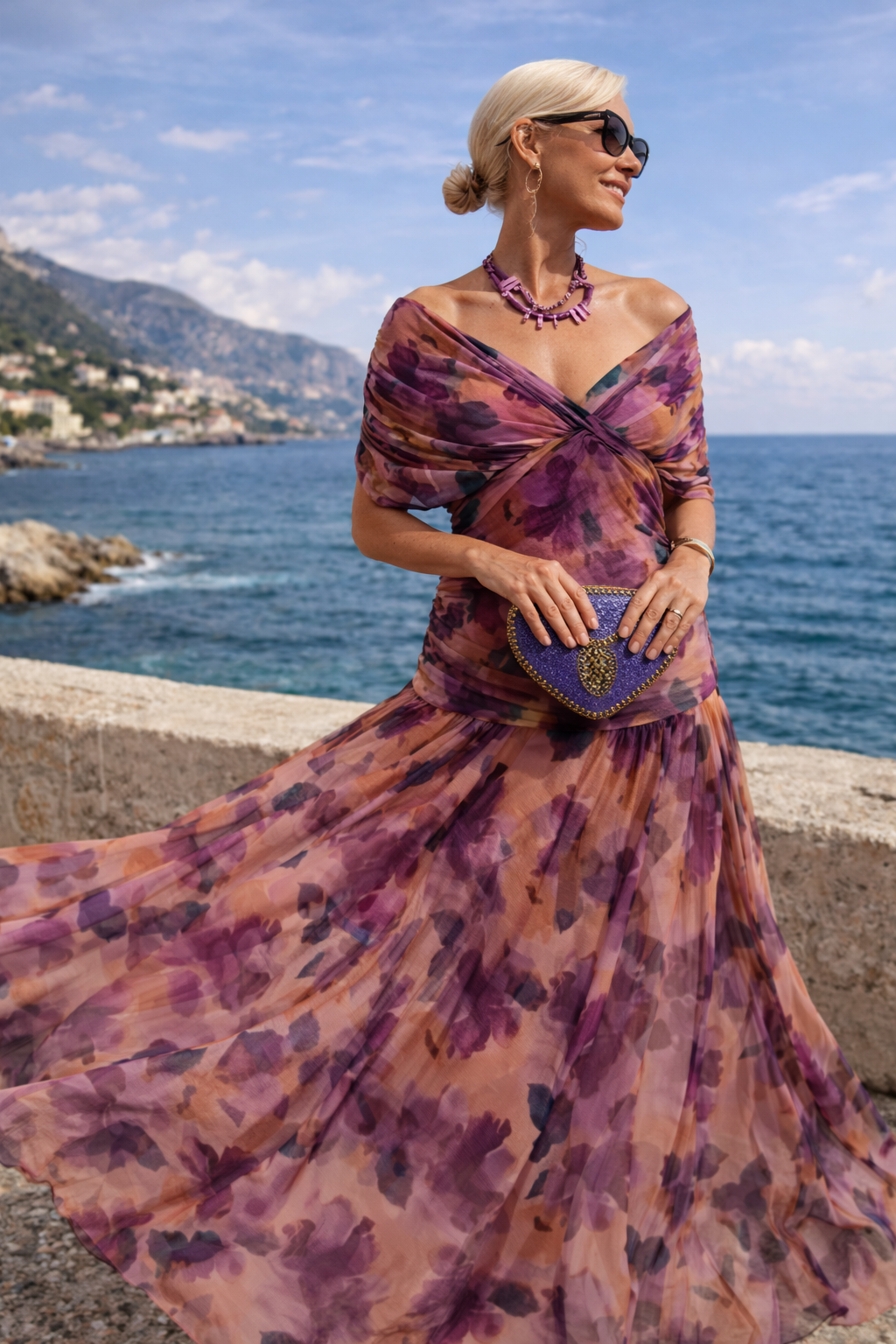 Women's Chiffon Maxi Dress V-Neck