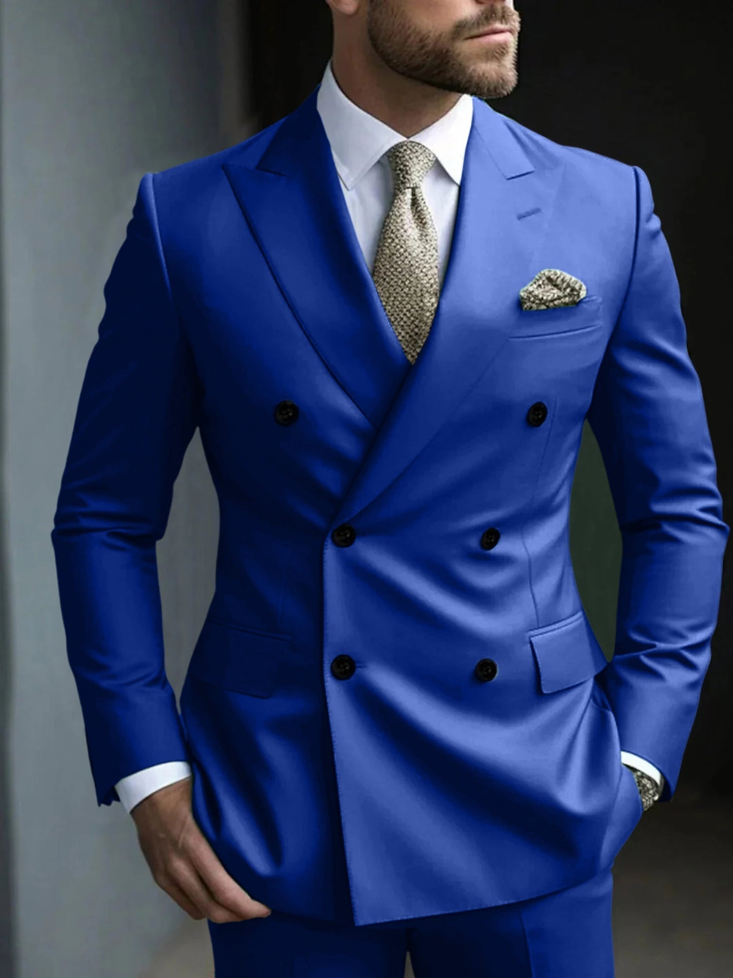 Men's Double Breasted Suit Structured Green