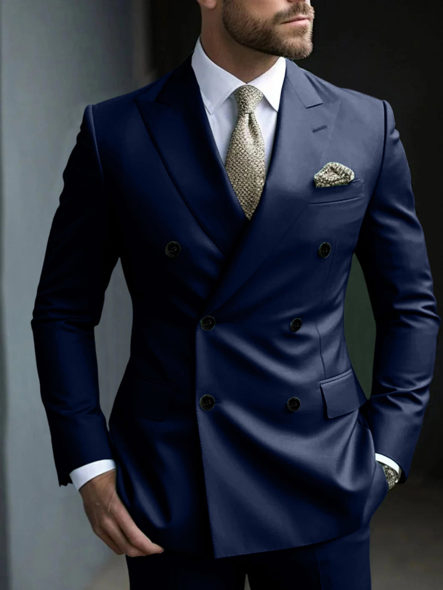 Men's Double Breasted Suit Structured Green