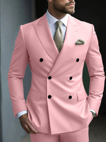 Men's Double Breasted Suit Structured Green