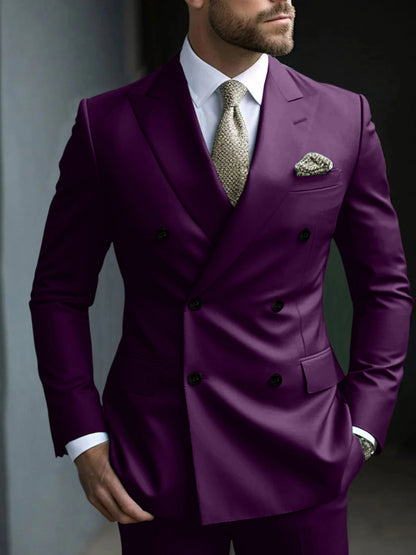 Men's Double Breasted Suit Structured Green