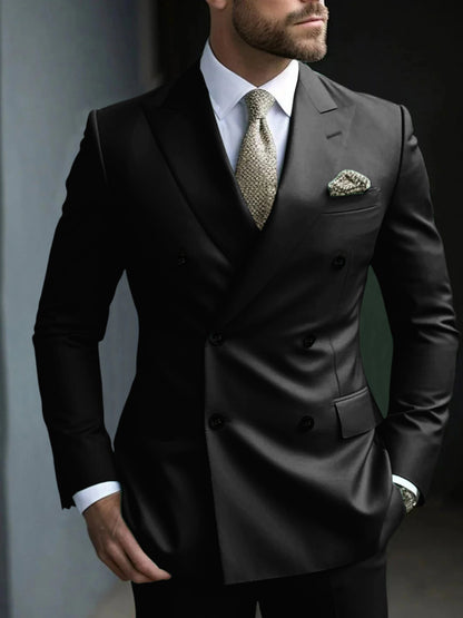 Men's Double Breasted Suit Structured Green