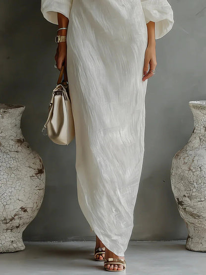 Women's Linen One-Shoulder Maxi Dress