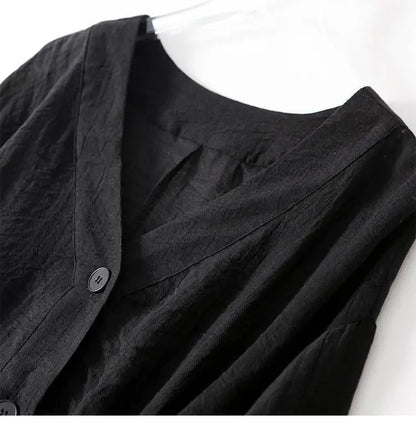 Women's Linen V-Neck Button Blouse Long Sleeve